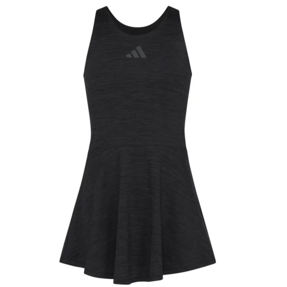 * Adidas Girls Melange Flounce Causal Activewear Tennis Dress Grey/Black XL